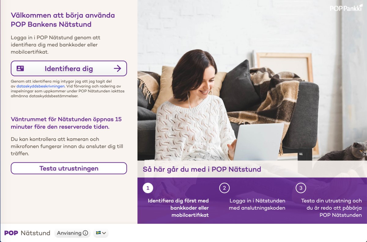 Näkymä POP Verkkohetken sisäänkirjautumissivusta.